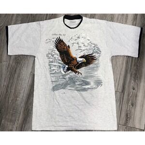Hazelwoods Mens Large Graphic T Shirt Eagle USA Made Vintage
